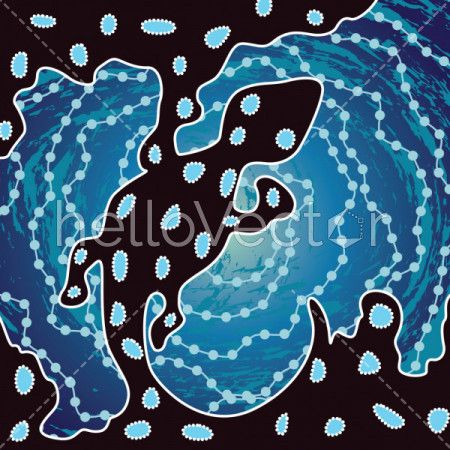 Aboriginal art vector background with lizard.