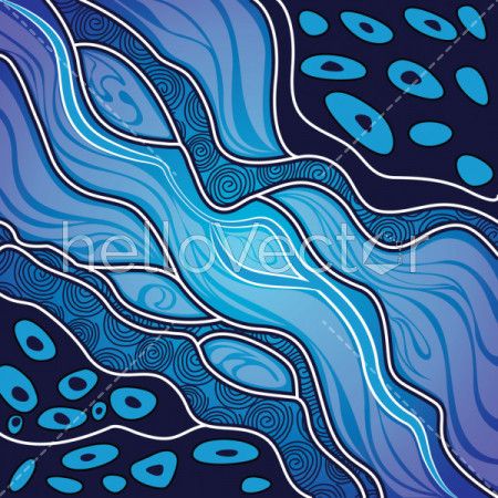 Aboriginal art vector painting - River concept